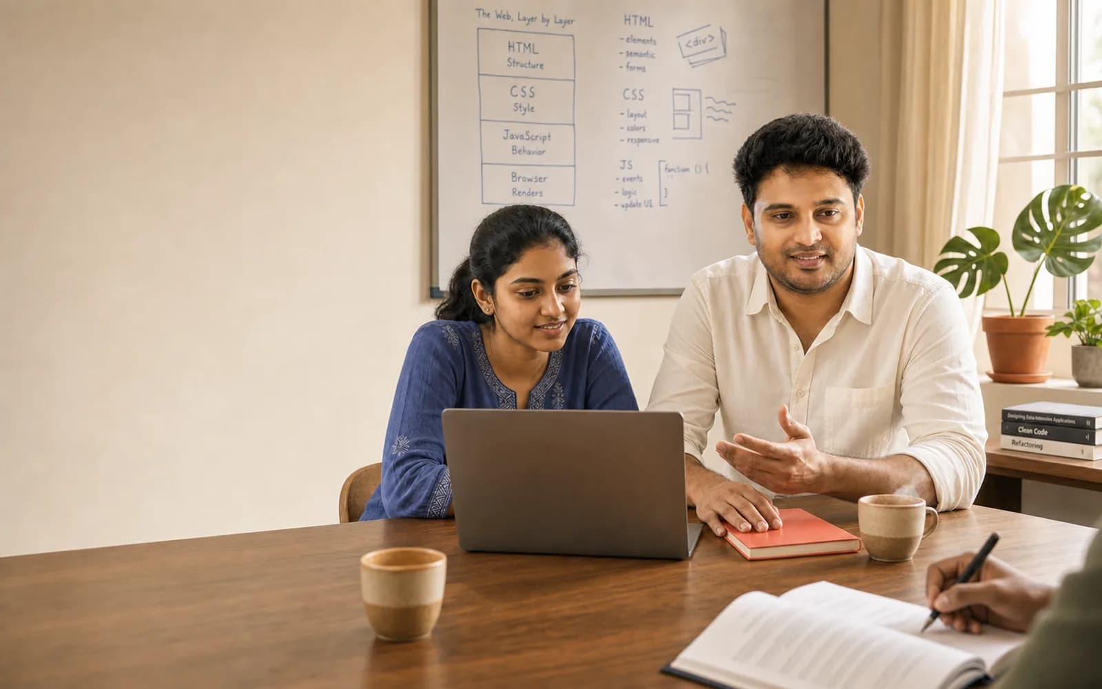 Yalla Ravi Teja teaching a student in a warm Vizag classroom